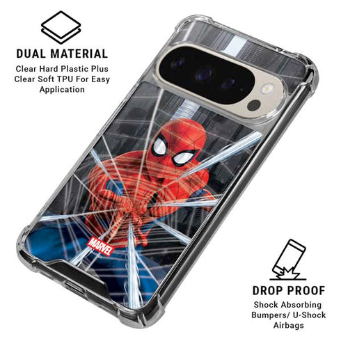 Marvel Spiderman Web Throw Google Pixel 9/9 Pro Clear Case